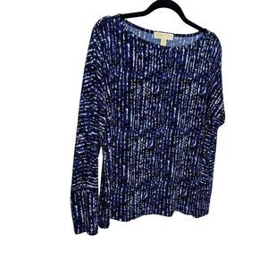 MICHAEL Michael Kors along Sleeve Blue Black Top Size Large (q1)
